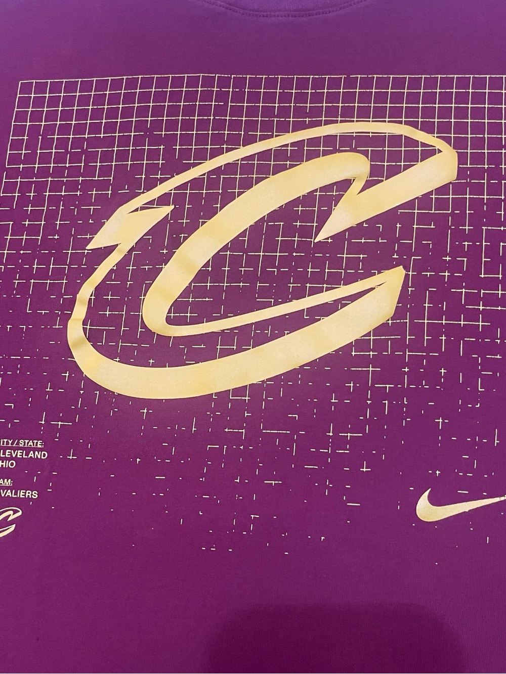 Nike Wine Color Tee with Gold Cavaliers Emblem Size Lg